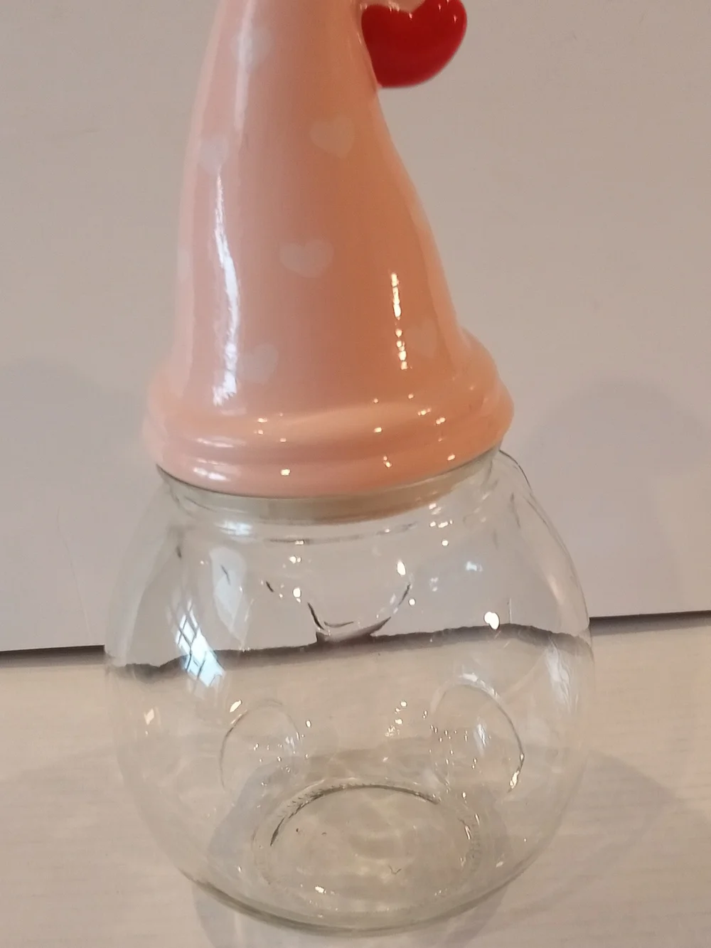 2022 Target Bullseye Pink Heart Gnome Glass Jar with Red Accent Heart